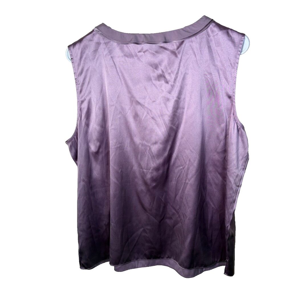 Talbots Tank Top Women's 16 Purple Sleeveless Stretch Silk Blend Ruffle Front - Picture 2 of 8